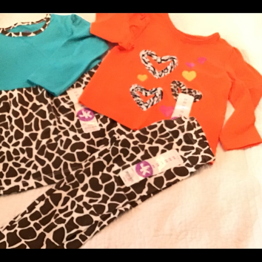 NWT Toddler girls leggings with 2 matching tops